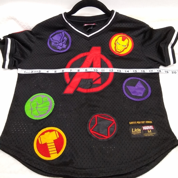 Marvel Avengers Youth Mesh V-Neck Batting Jersey Size Med "Lids Exclusive" Black - Picture 5 of 13